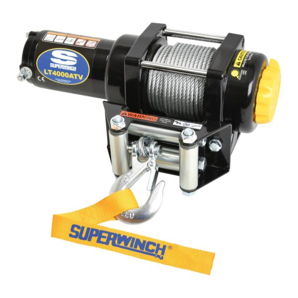 Superwinch 1140220 LT4000 ATV winch angled view